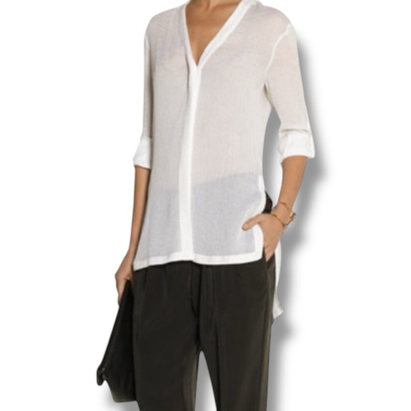 Helmut Lang Tops - Helmut Lang Oversized Sheer White Capsule Wardrobe Blouse sz S